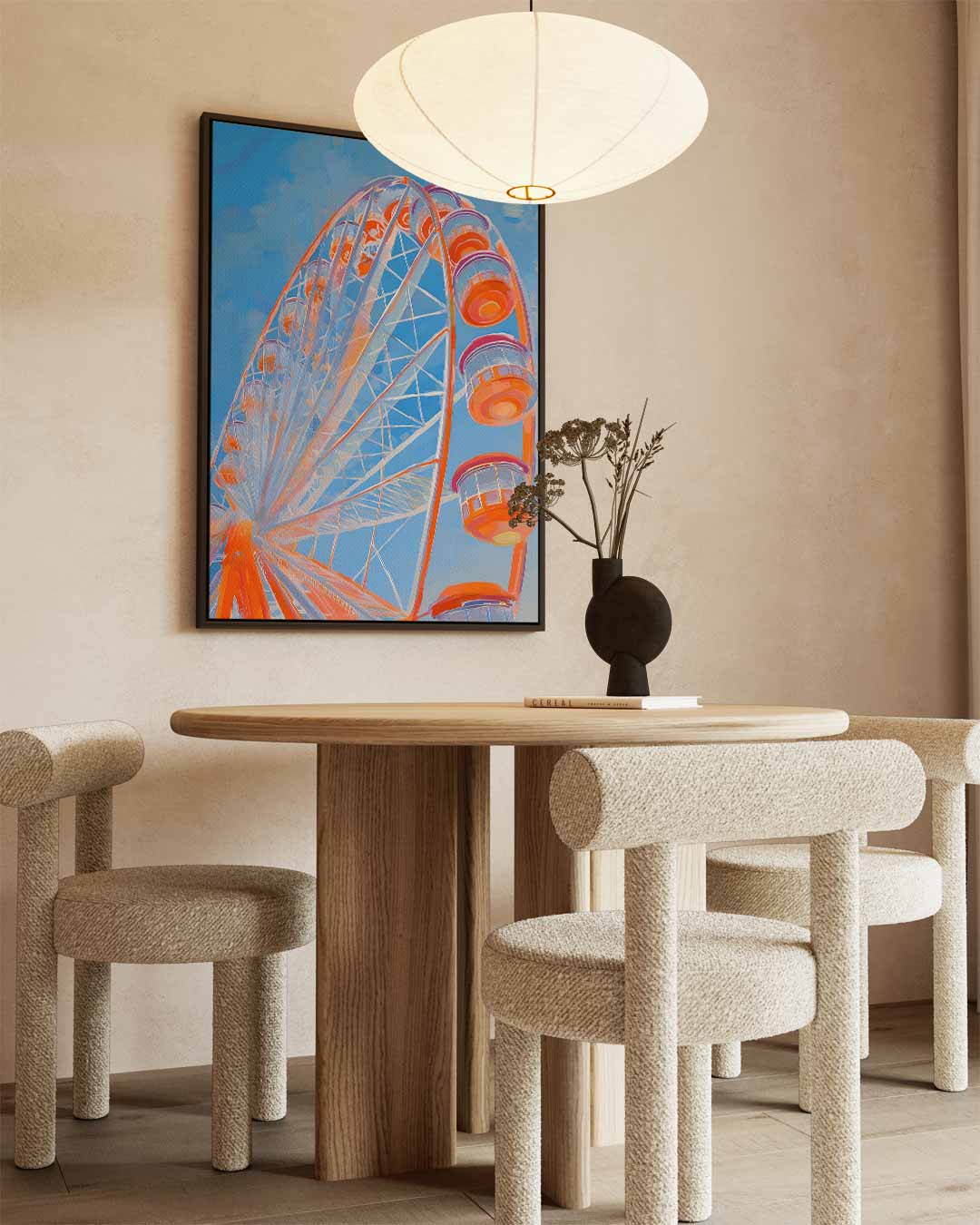 Kleurrijke Reuzenrad Fantasie – dibond wanddecoratie in staand formaat