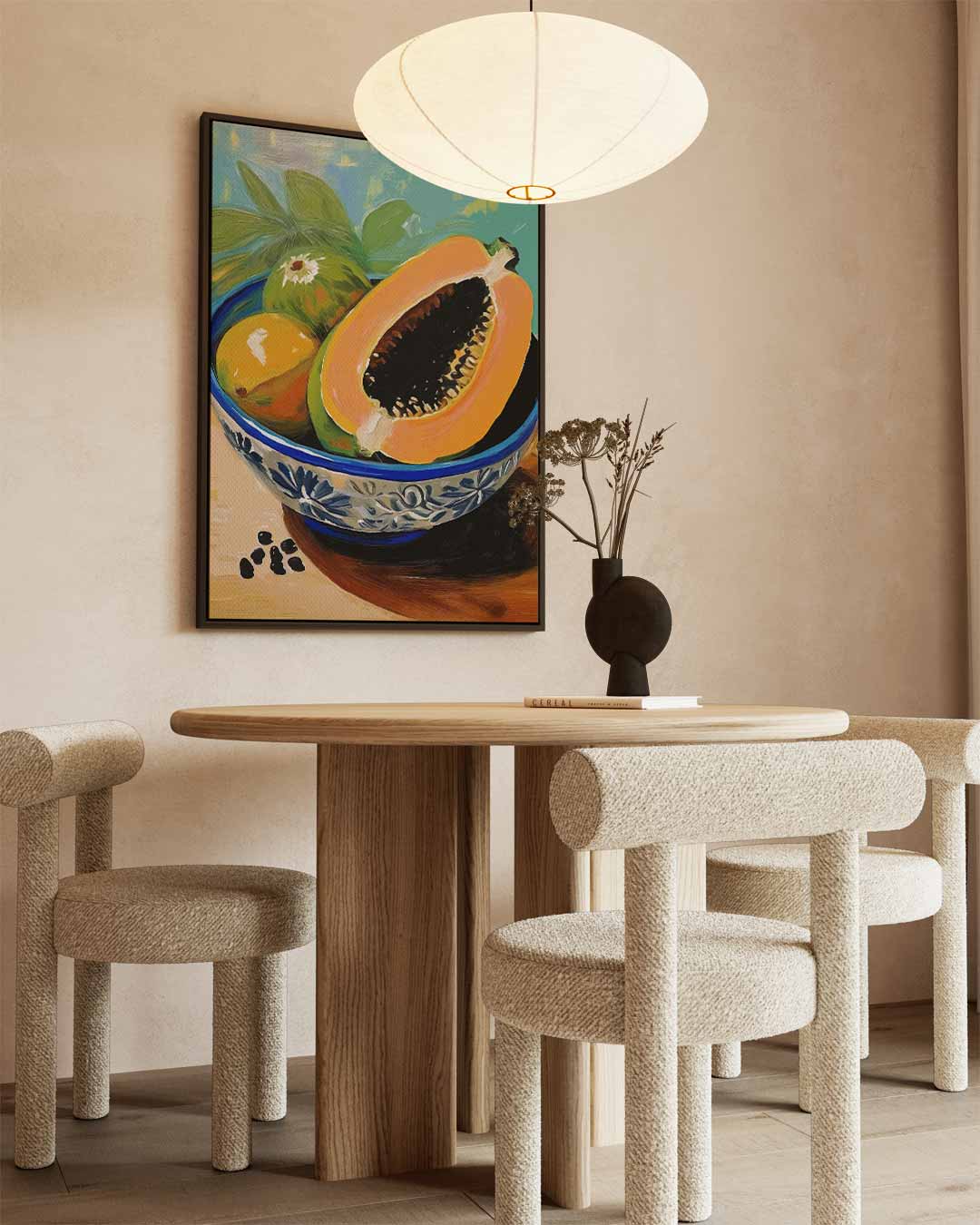 Tropische Vruchtenschaal – canvas wanddecoratie in portret formaat