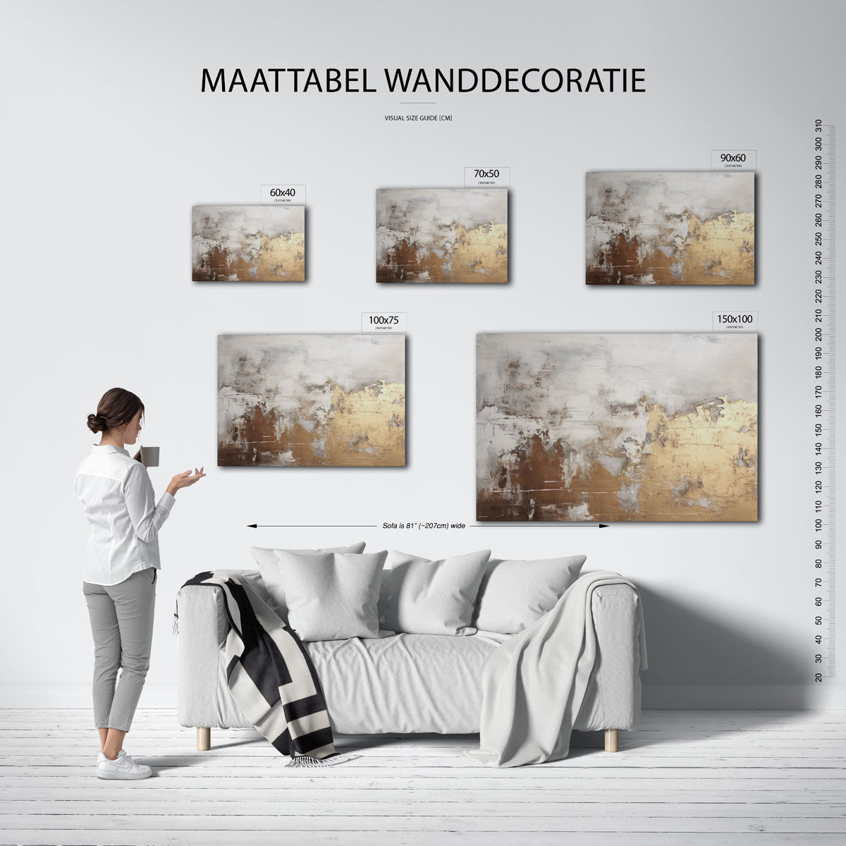 Gelaagde texturen – Dynamische – moderne liggende wandkunst