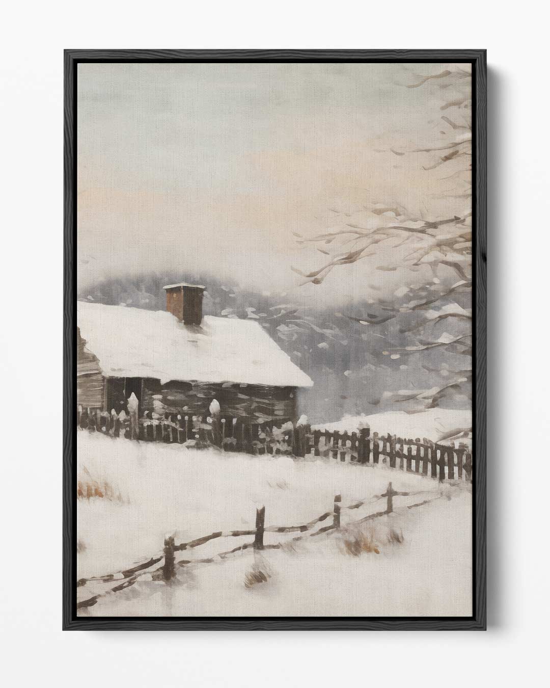 Winterhut in de Sneeuw – portret kunstwerk als wanddecoratie