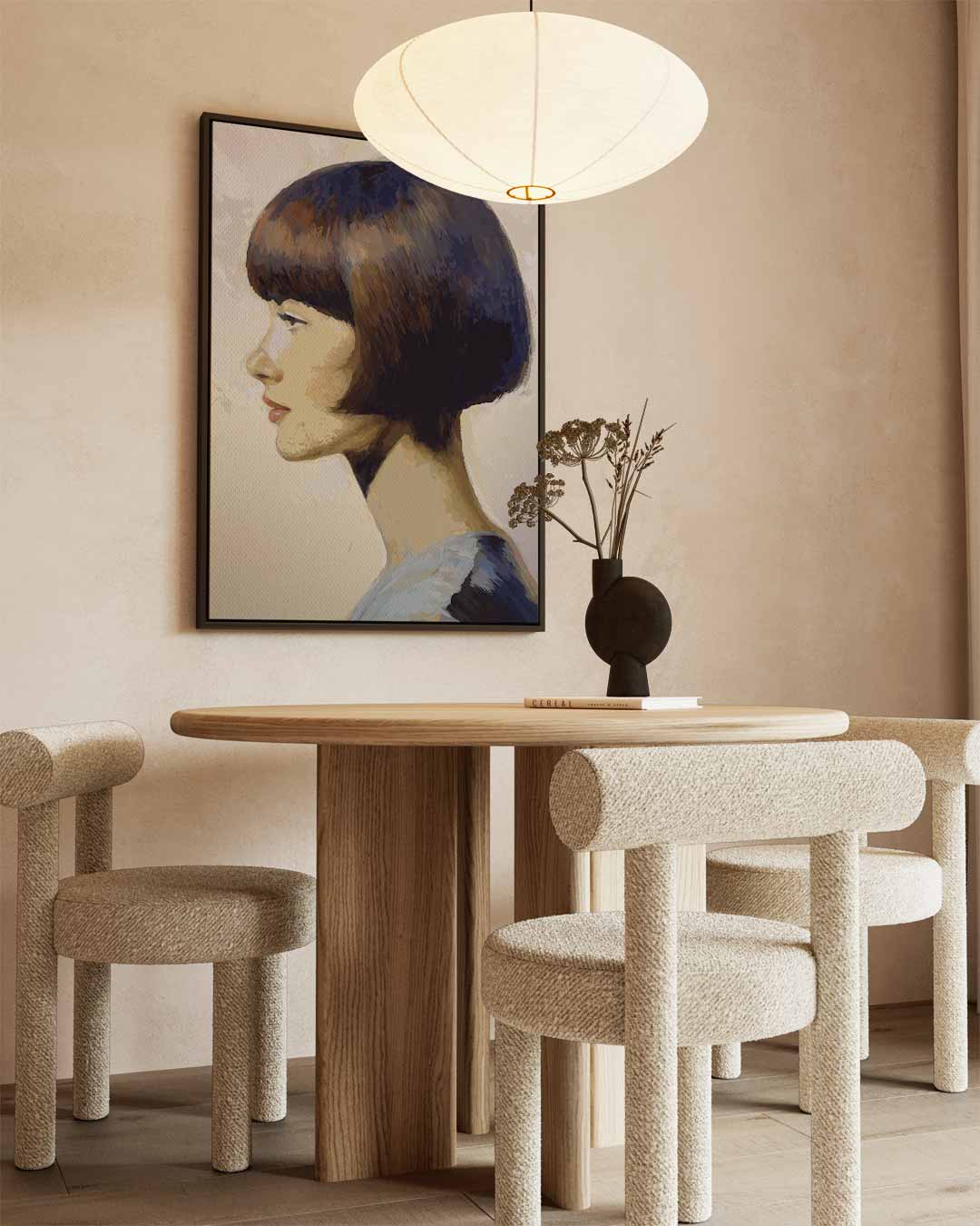 Modern Portret in Profiel – dibond wanddecoratie in staand formaat