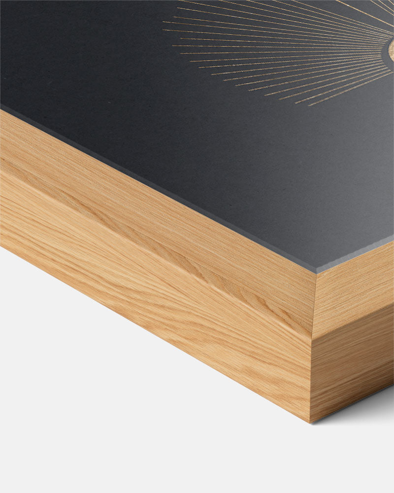 Abstracte Zon en Maan in Goud – abstracte textuur poster in staand formaat