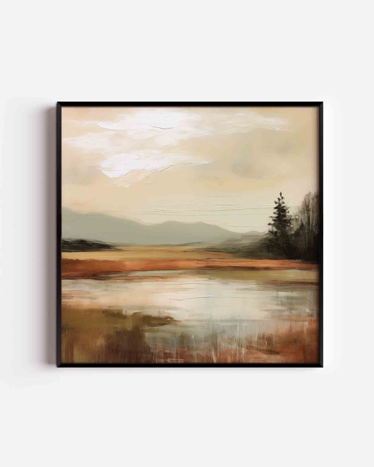 Landschap met bomen – abstracte vierkante poster als wanddecoratie