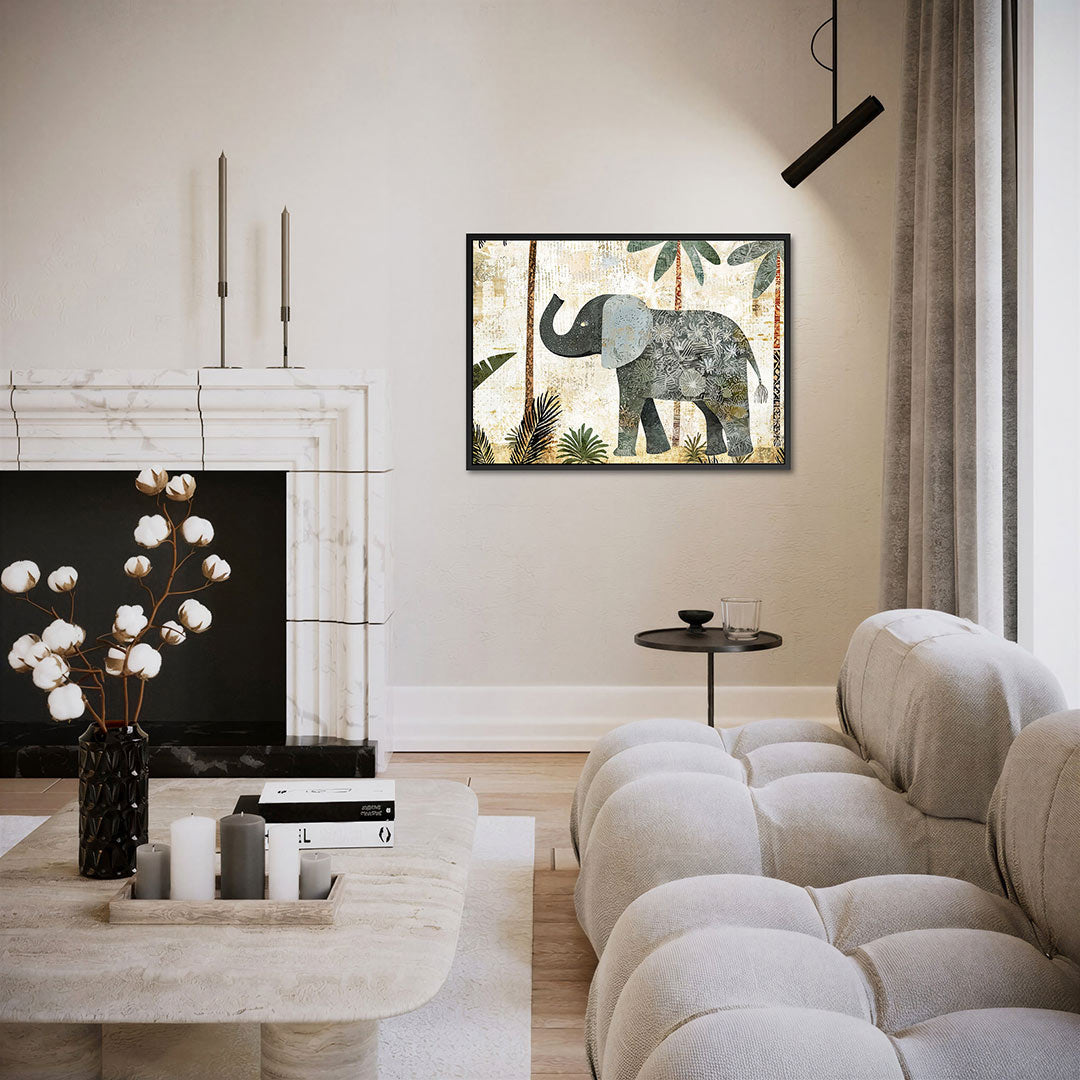 Olifant in jungle – liggende wanddecoratie