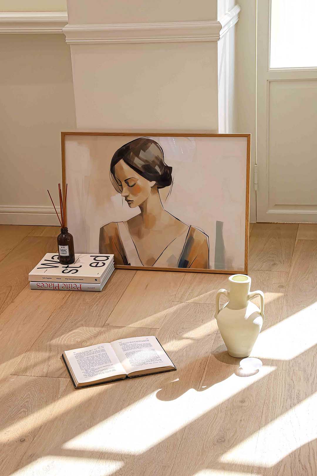 Vrouwelijk silhouet – liggende portret wanddecoratie van WallArtistic