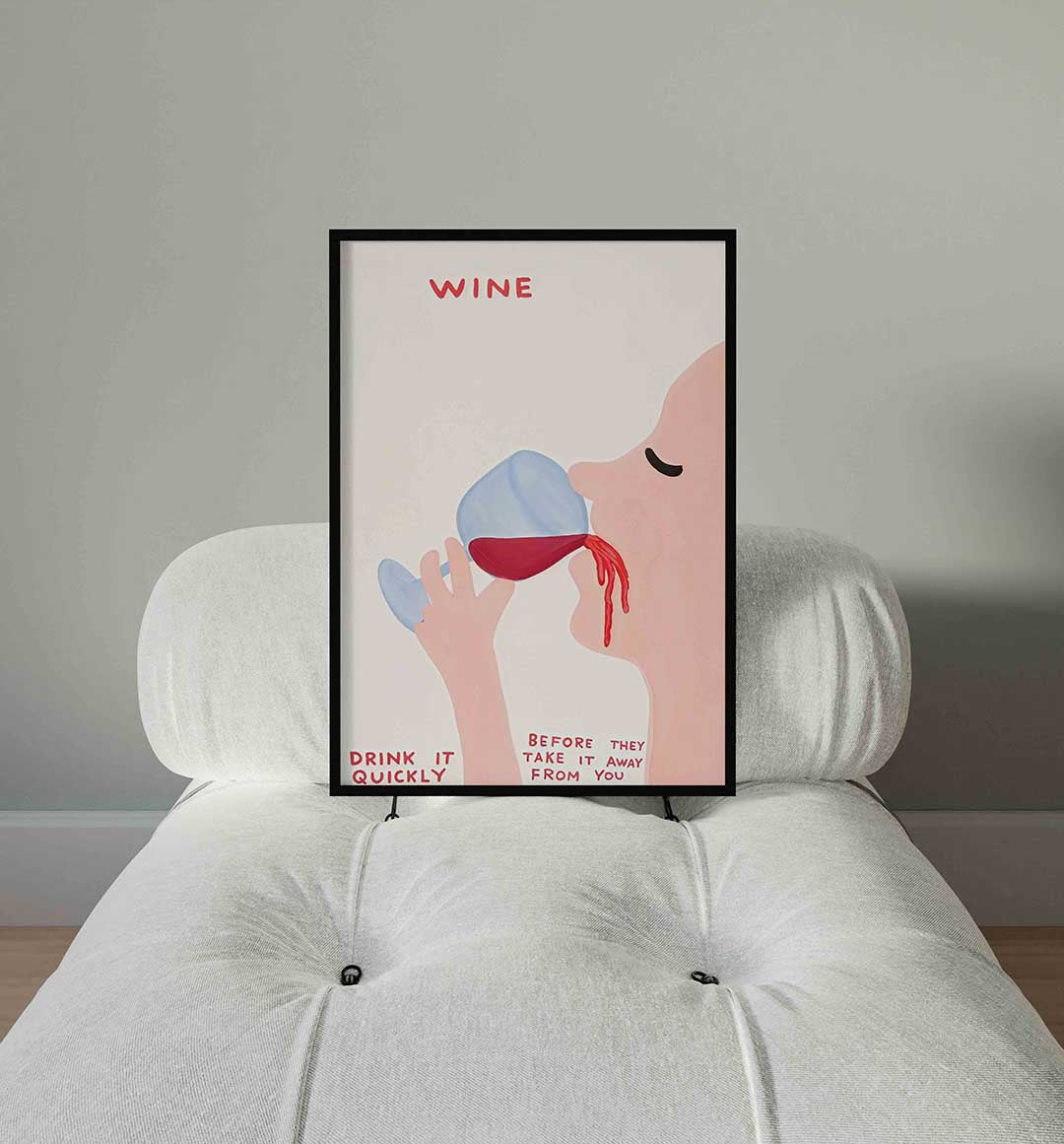 Wijn drinken – staande Pop Art wanddecoratie van WallArtistic