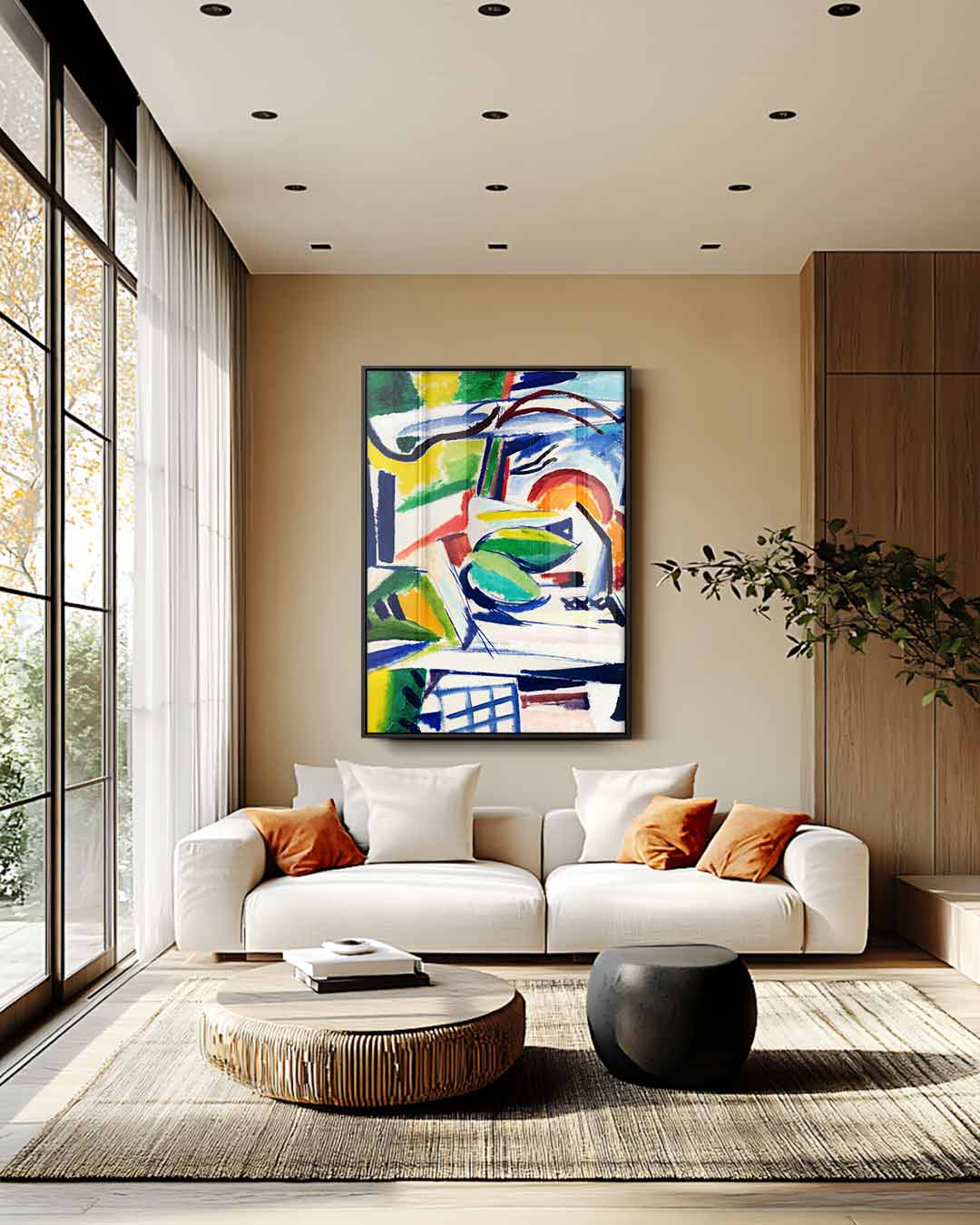 Kleurrijke Abstracte Compositie – staand kunstwerk voor modern interieur