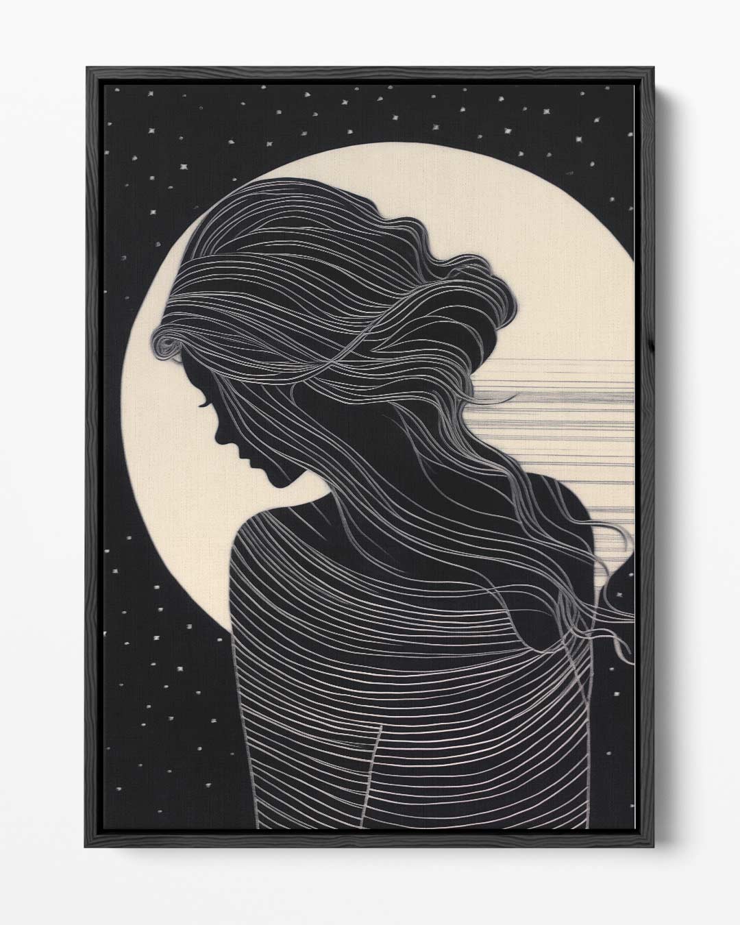 Mysterieuze Nachtsilhouette – portret kunstwerk als wanddecoratie