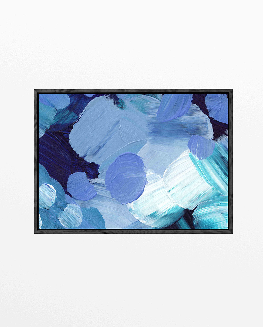 Dynamische blauwtinten – Speels – liggend wanddecoratie kunstwerk