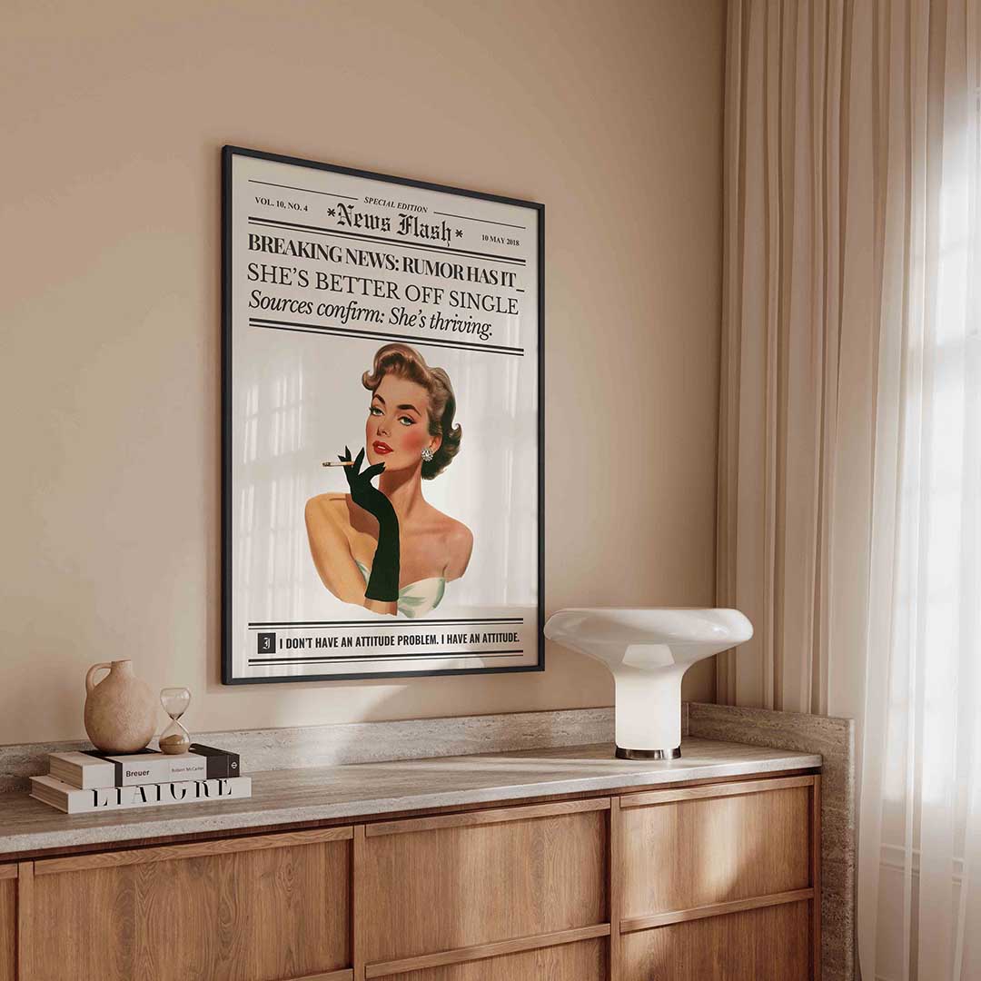 Vrouw met sigaret – kleurrijke Pop Art poster in staand formaat