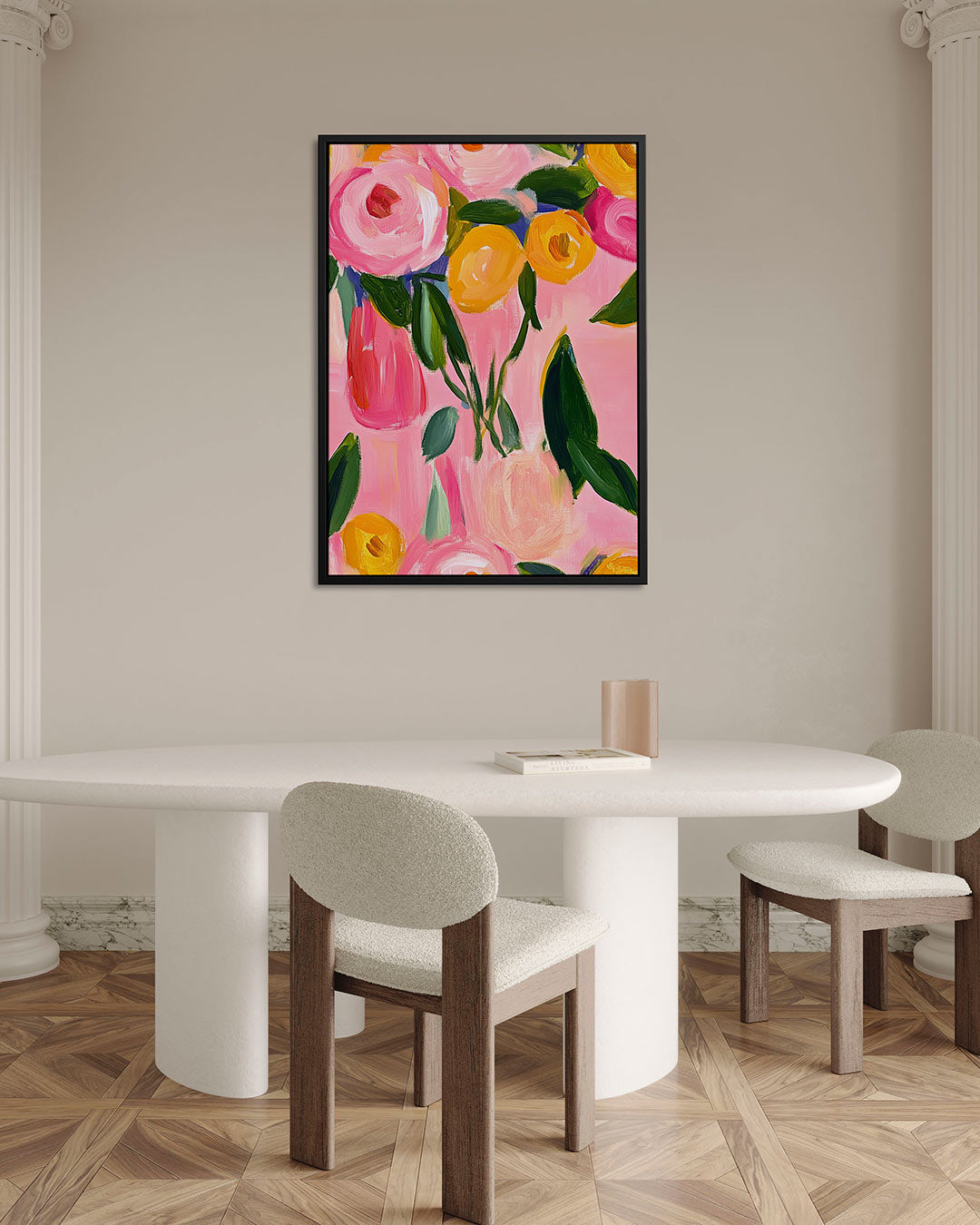 Bloemrijke kleurenexplosie – Roze – alternatieve weergave van het kunstwerk