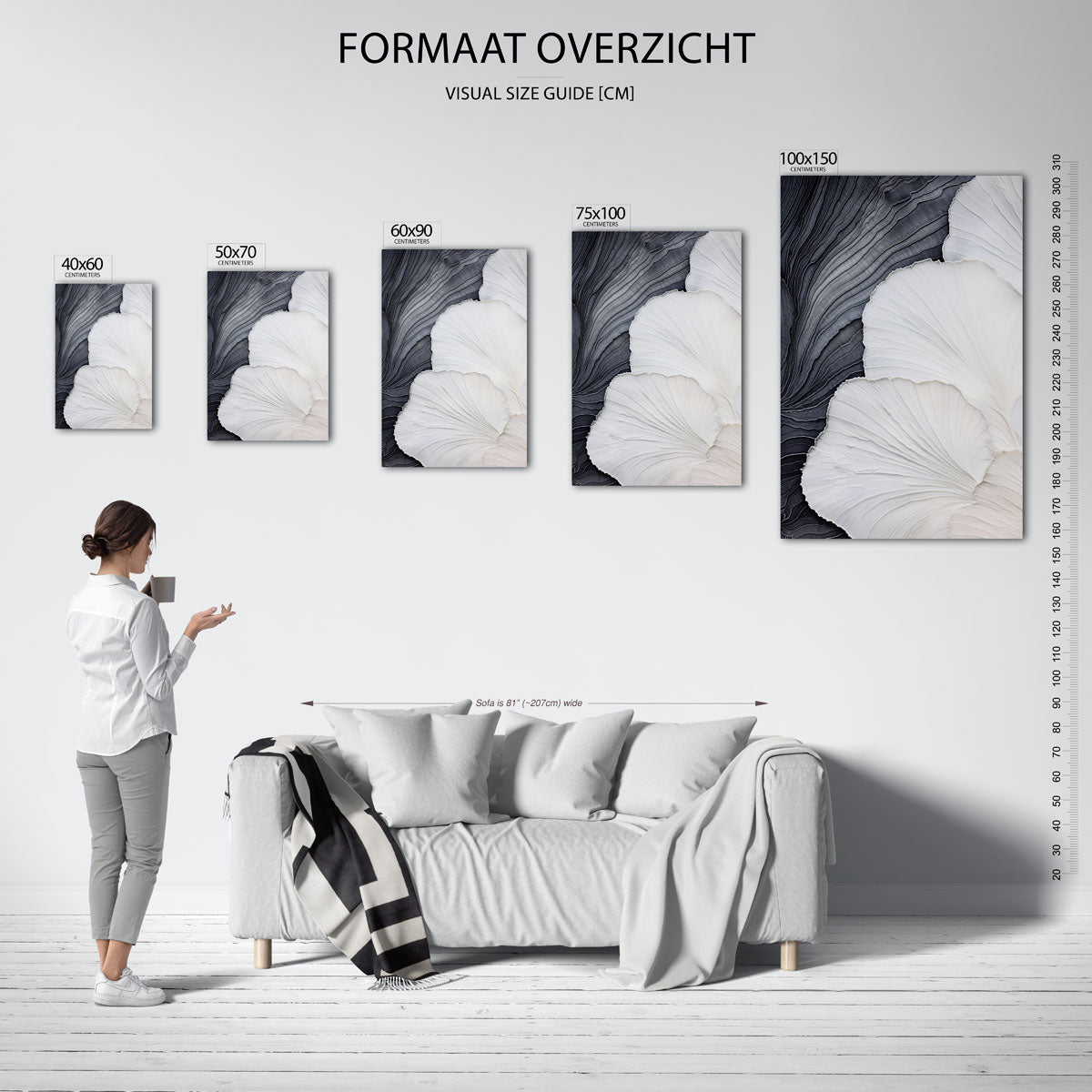 Organische lijnen – staand wanddecoratie kunstwerk