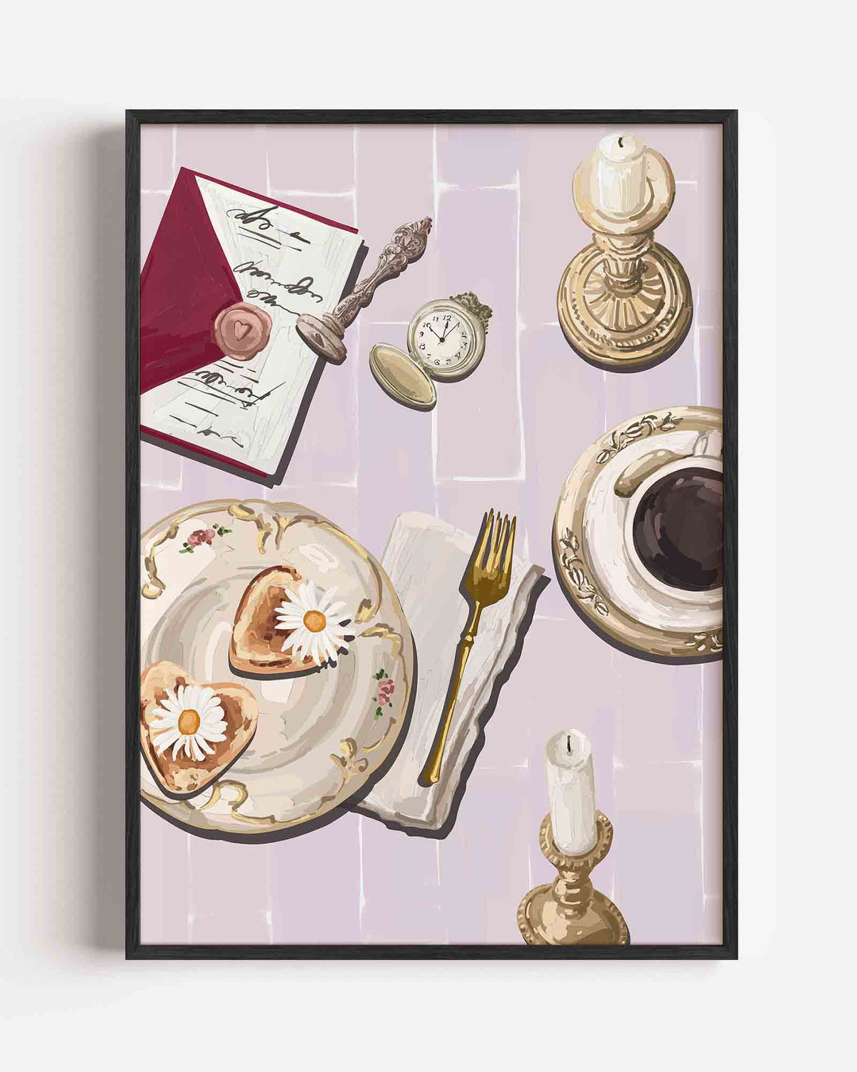 Ontbijt met bloemen – keuken portret poster als wanddecoratie