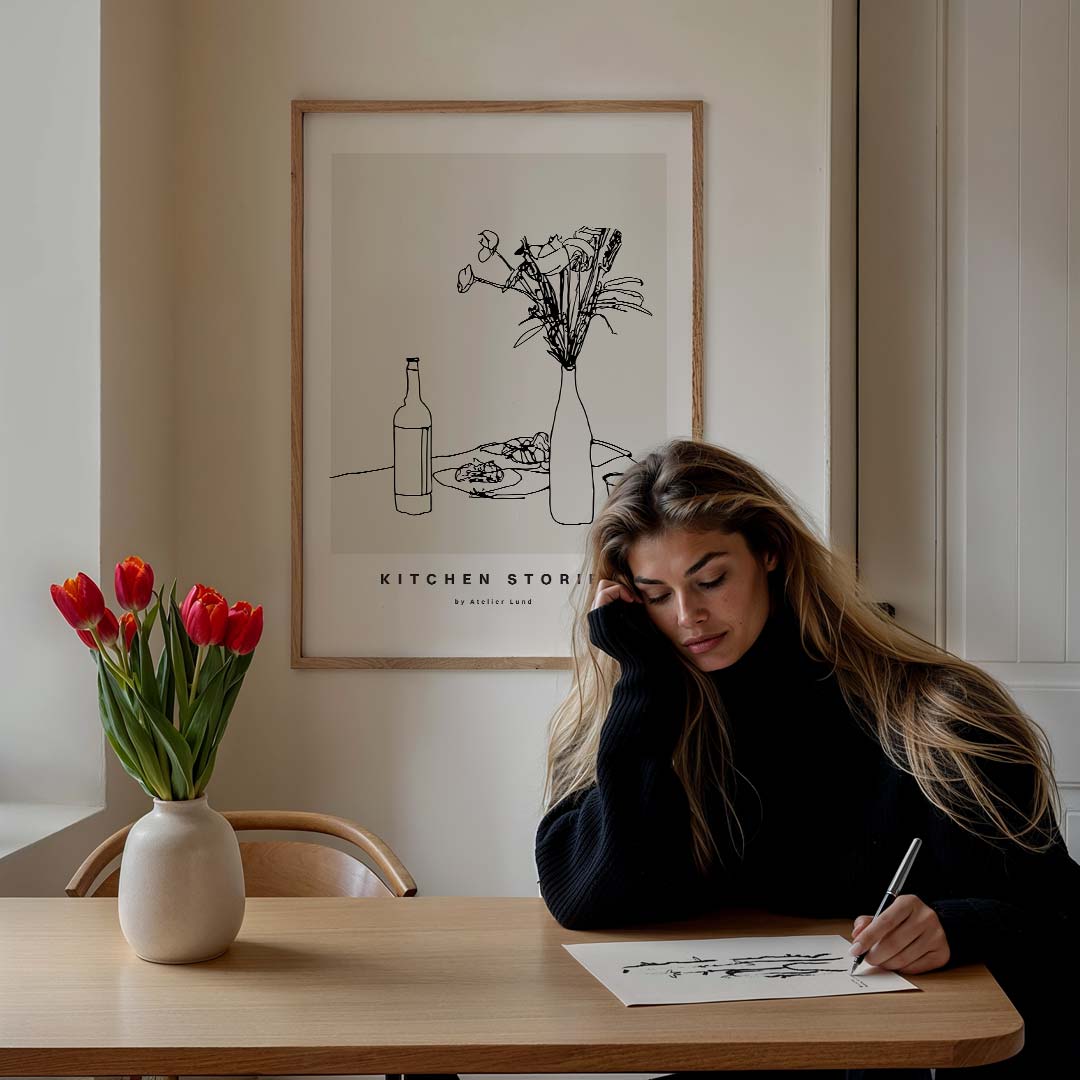 Kitchen Stories - Minimalistische – culinaire wandkunst als portret poster