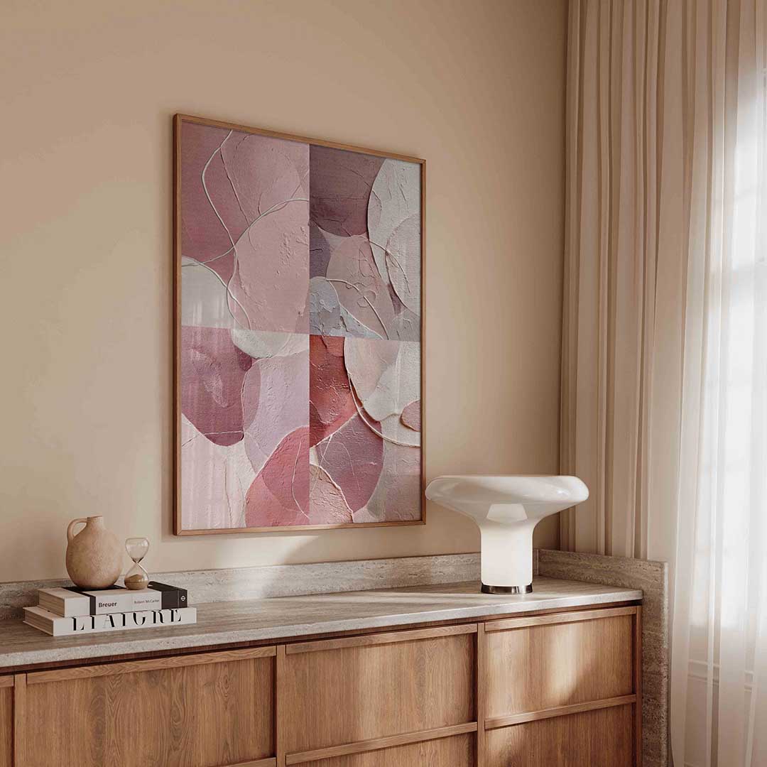 Abstracte roze vormen – abstracte poster in staand formaat