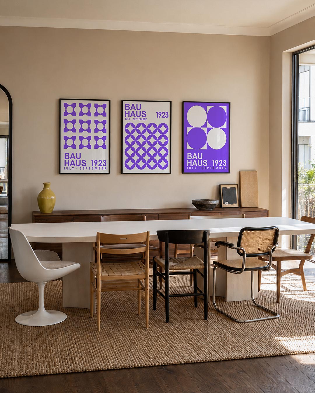 Vorm en ritme driedelige posterset – deze posterset in drie delen toont een speelse herhaling