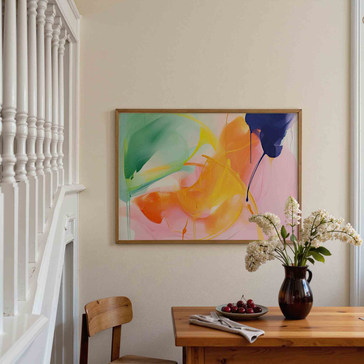 Abstracte kleurrijke vormen – botanische poster in liggend formaat