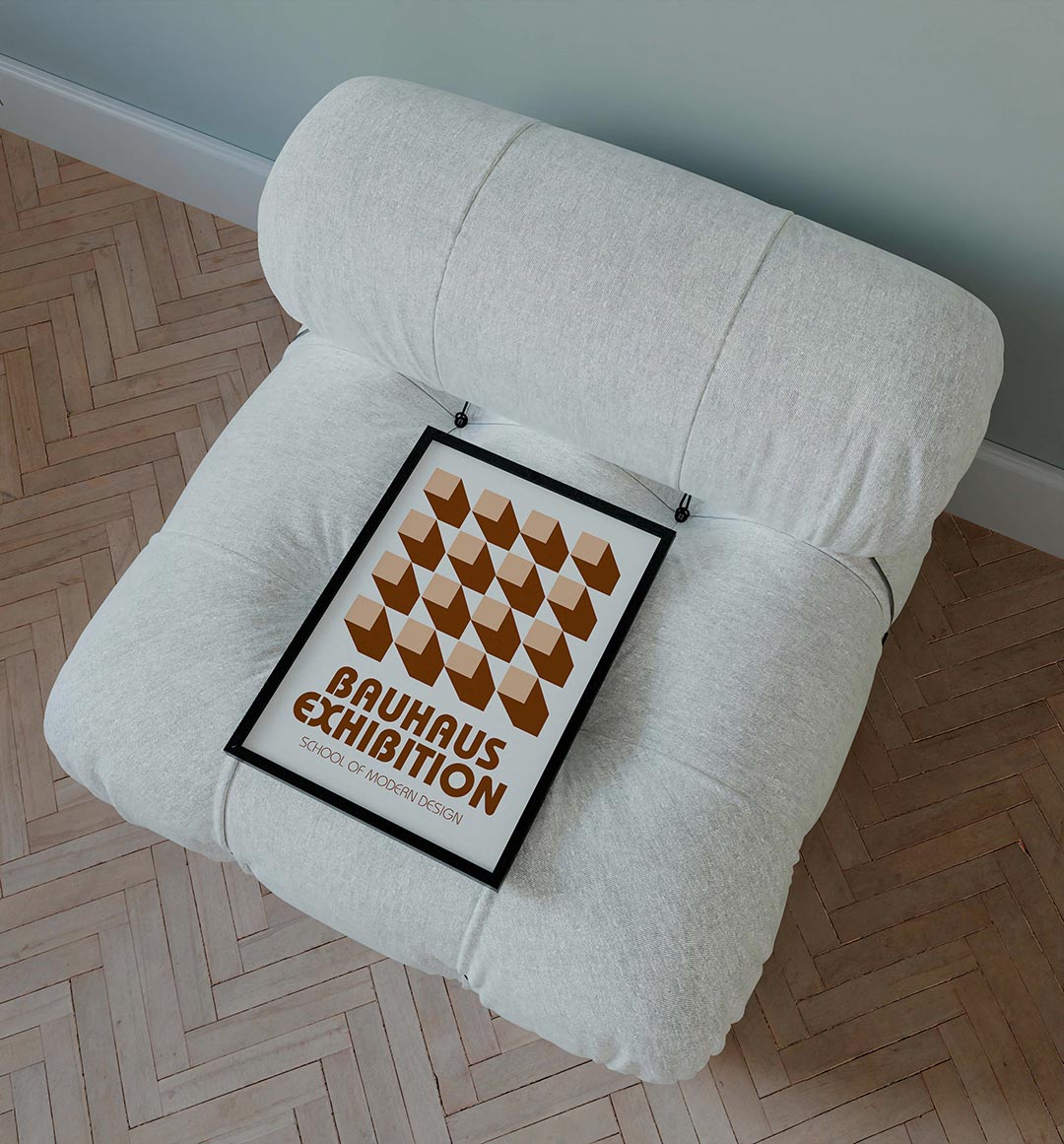 Vorm en schaduw – staande Bauhaus poster voor aan de muur