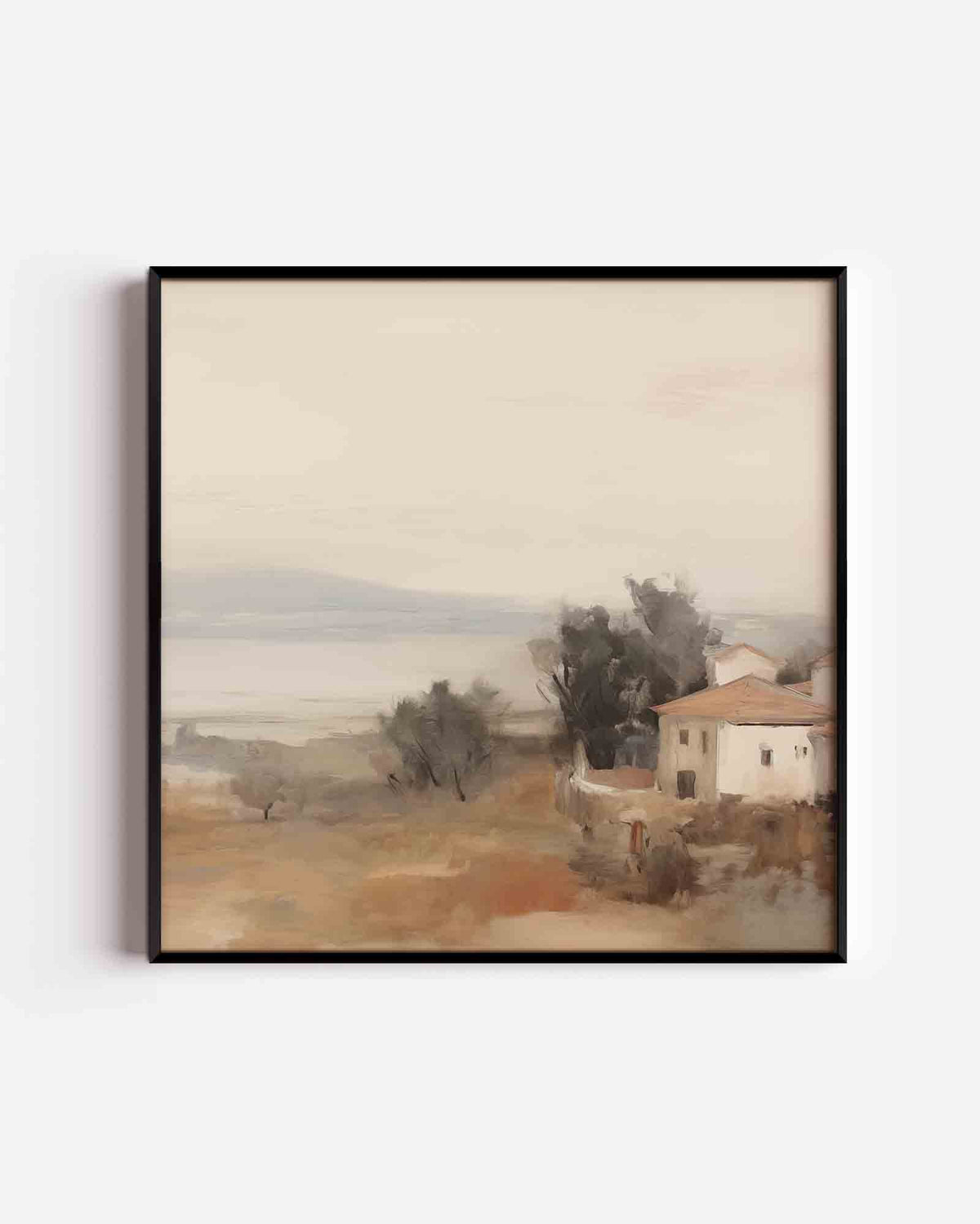 Landschap met huis – vintage vierkante poster als wanddecoratie