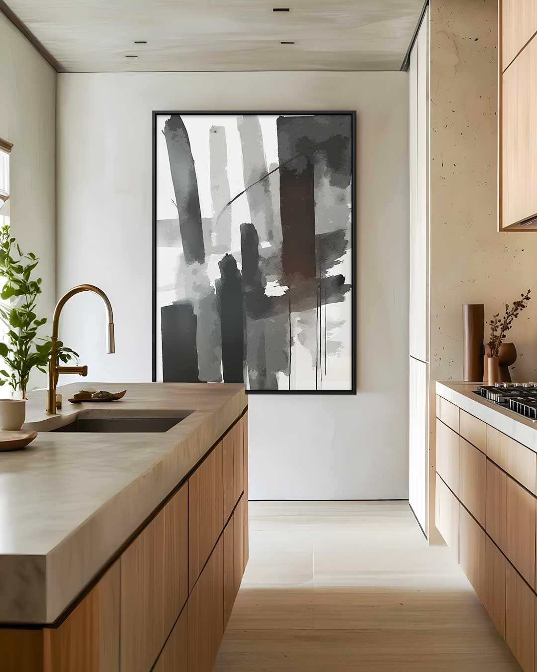 Moderne Sluier van Zwart & Wit – dibond wanddecoratie in staand formaat