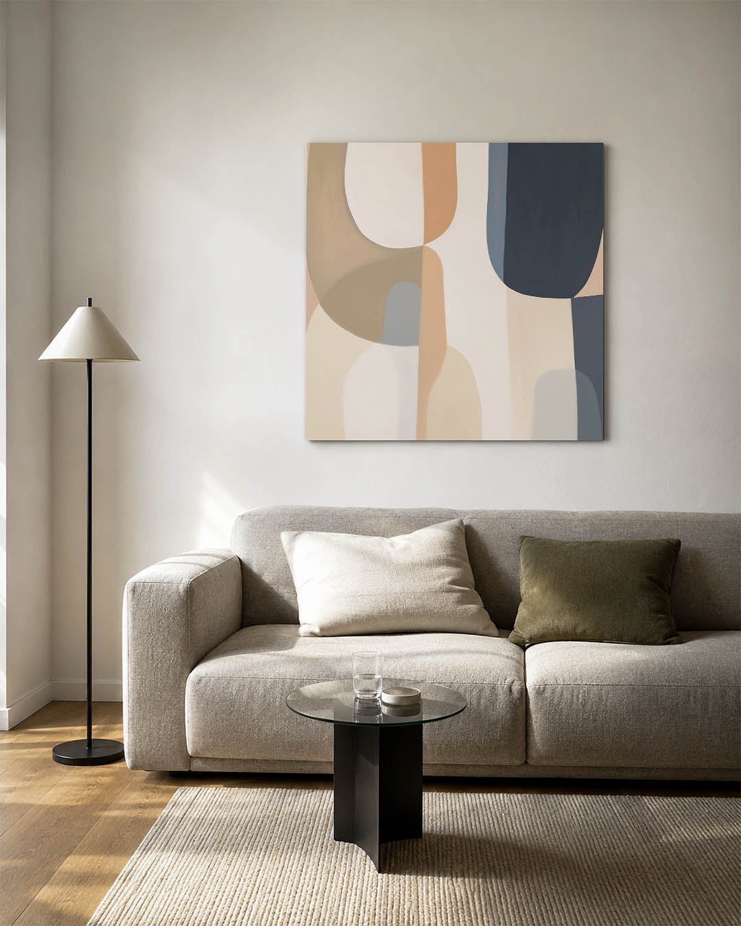 Organische vormen compositie kunstwerk – vierkante wanddecoratie – dit werk toont een vloeiende compositie van overlappende