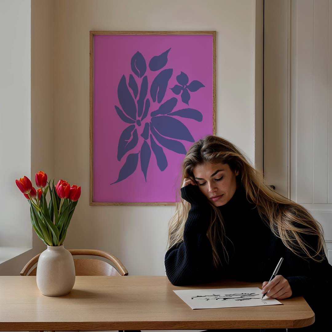 Bloemenpracht in Roze en Paars – bloemen poster in staand formaat