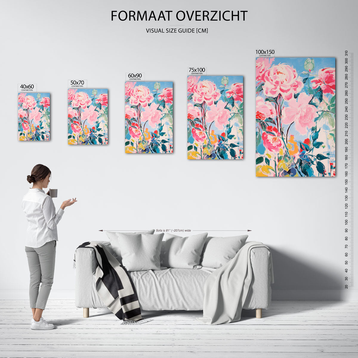 Bloemrijke kleurenexplosie – staande wanddecoratie van WallArtistic