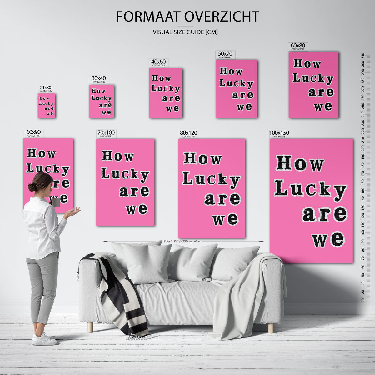 How lucky are we – staande muurposter in Pop Art stijl