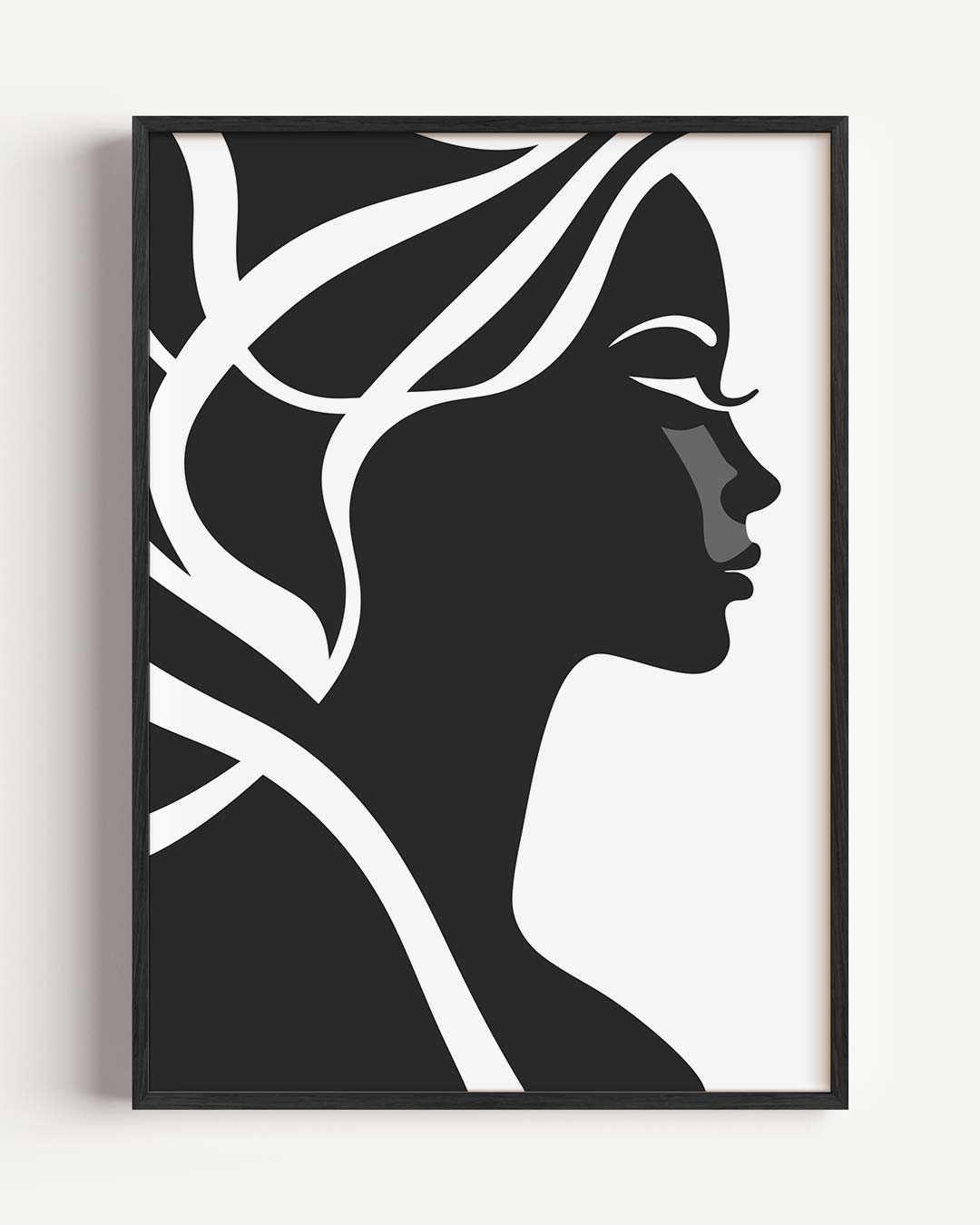 Stijlvolle Silhouet Vrouwenportret – kleurrijke abstracte portret poster als wanddecoratie