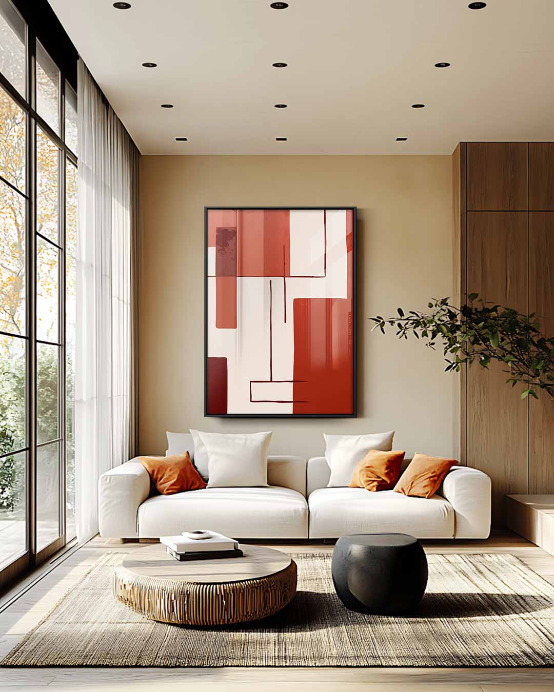 Abstracte Moderne Compositie – staande wandkunst voor woonkamer of interieur
