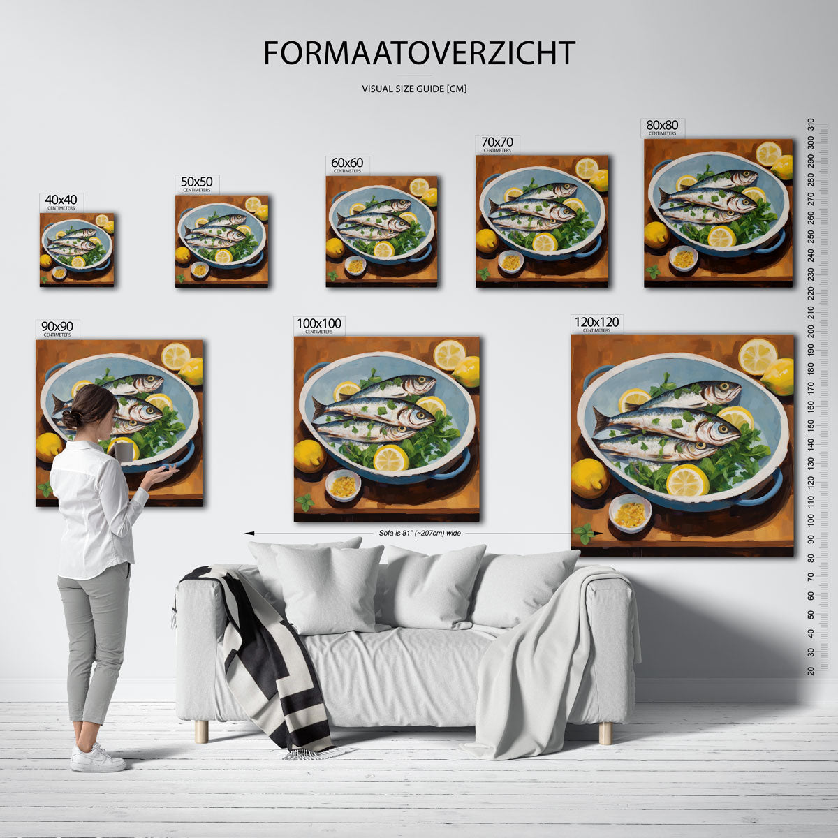 Vis met citroen – vierkante muurposter voor keuken of eethoek