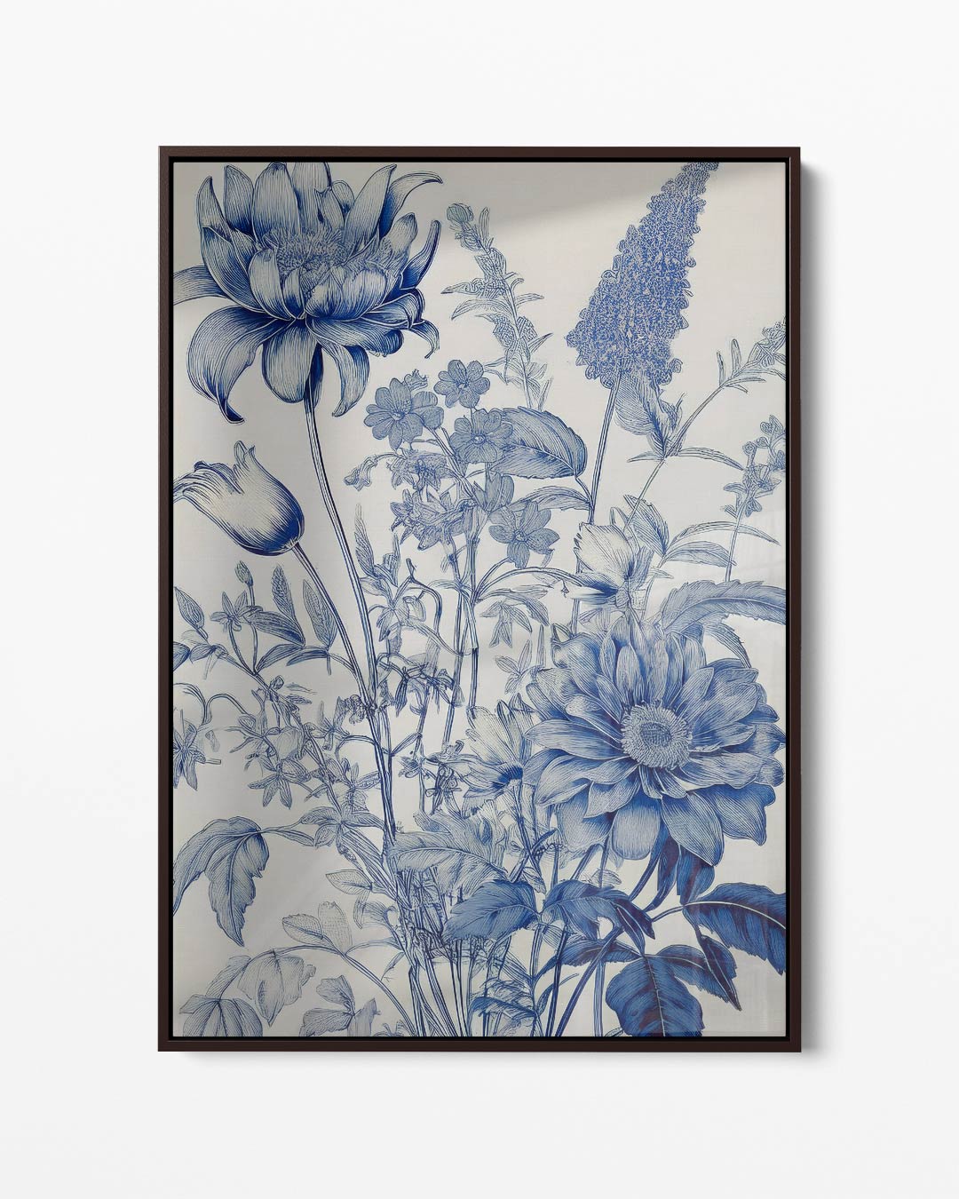 Blauwe Bloemenpracht – portret kunstwerk als wanddecoratie