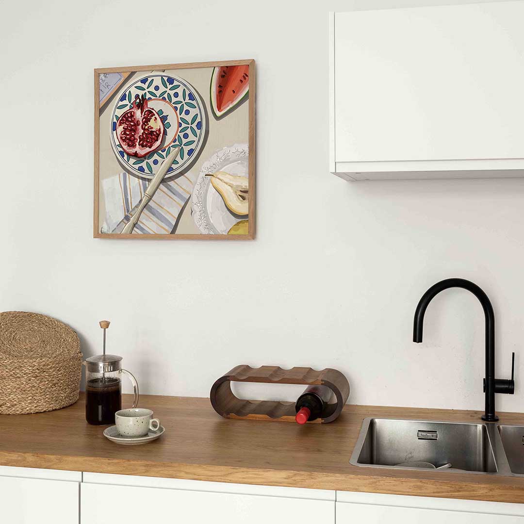 Fruit en servies – keukenposter in vierkant formaat