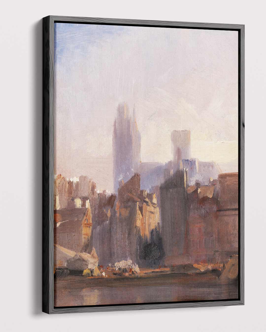 Stad in Ochtendlicht – plexiglas wanddecoratie in portret formaat