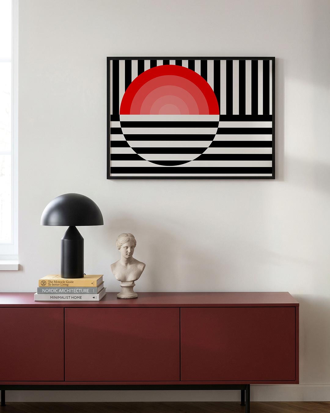 Lijnen en cirkel – moderne Bauhaus wandkunst als poster