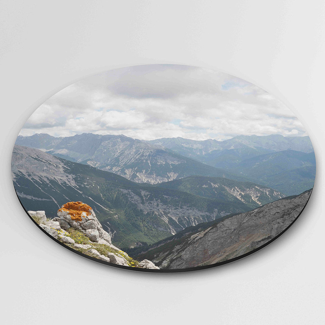 Berglandschap – muurcirkel fotografie als moderne wanddecoratie