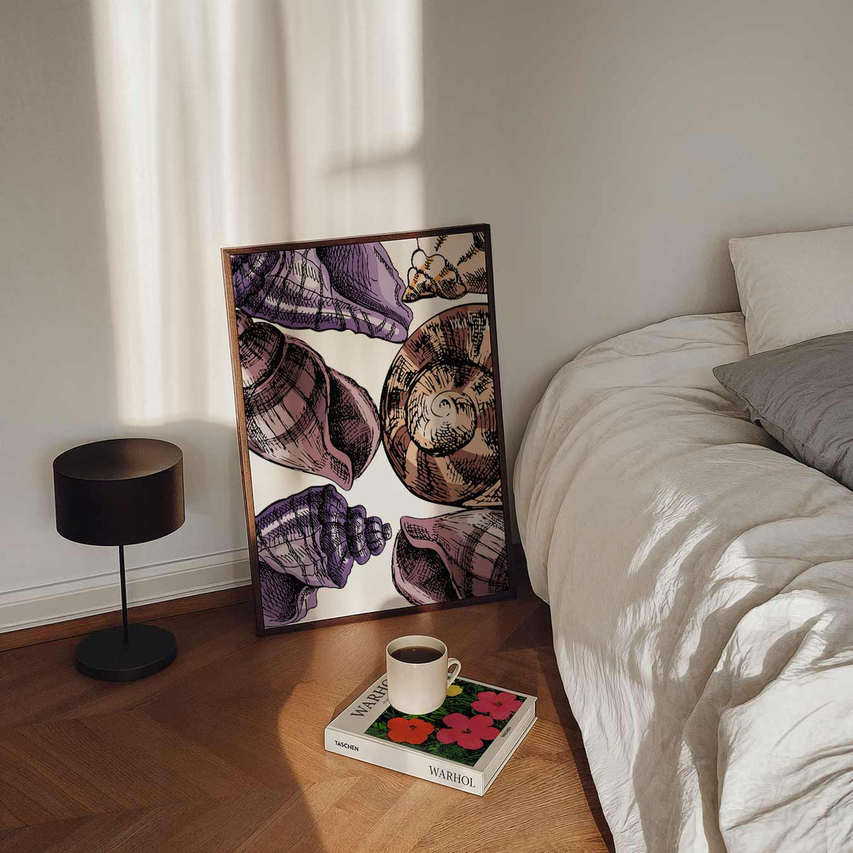 Schelpen in Stijl – staande zeedieren wanddecoratie van WallArtistic