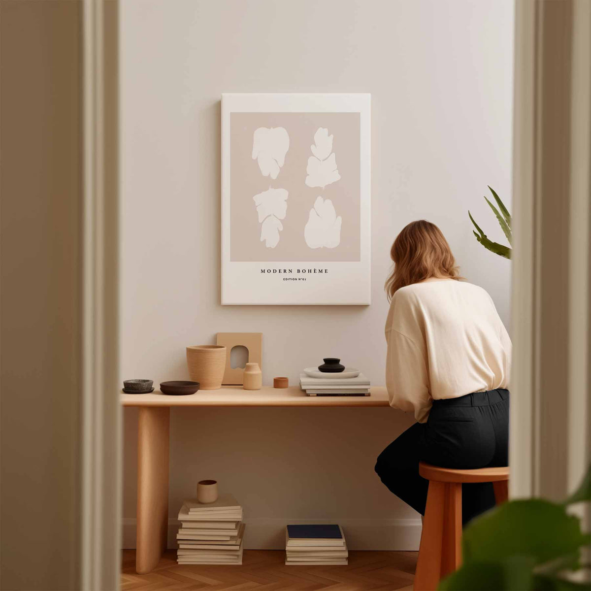 Moderne Boho Bladeren – dibond wanddecoratie in staand formaat