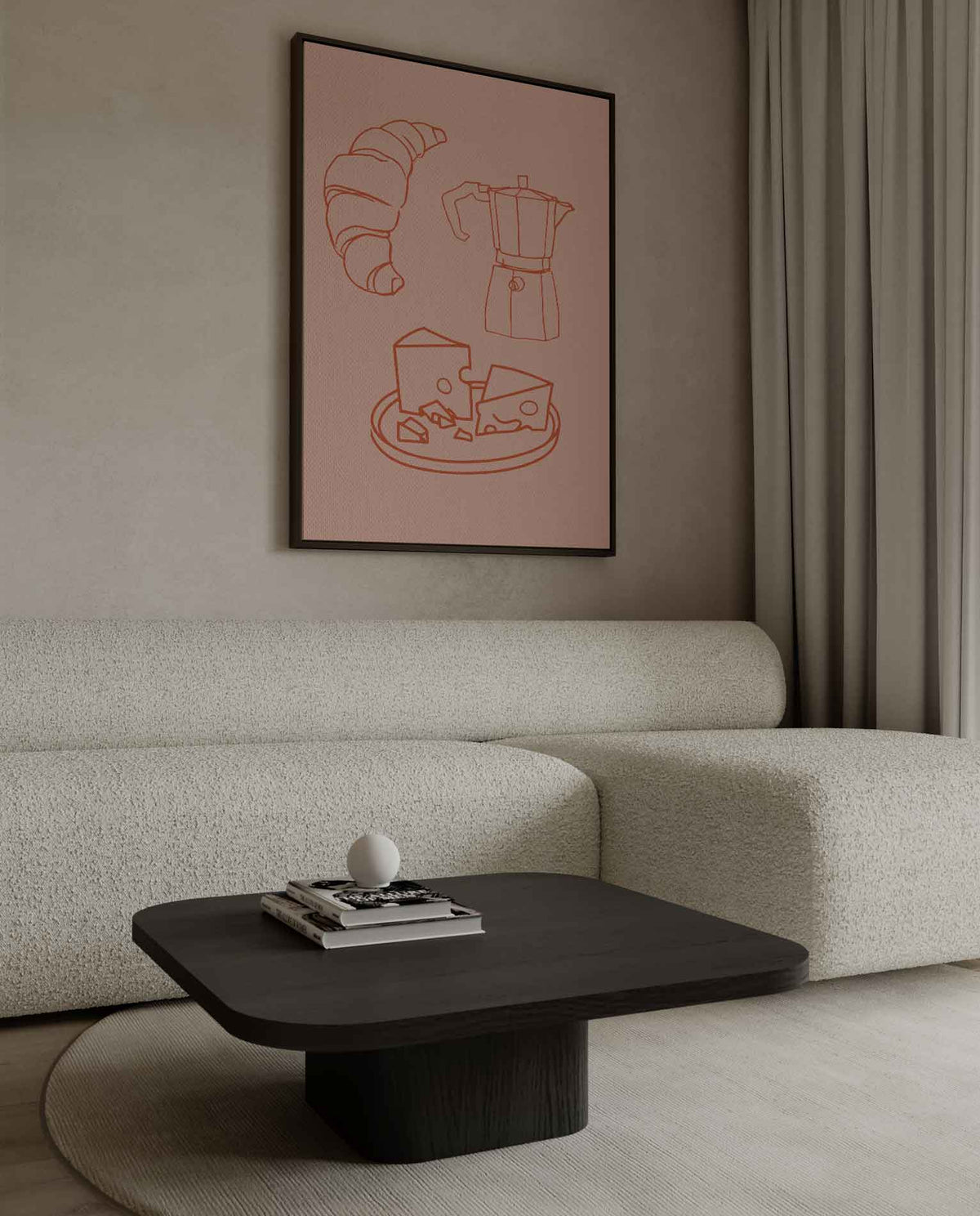 Ontbijt in Lijntekeningen – canvas wanddecoratie in portret formaat