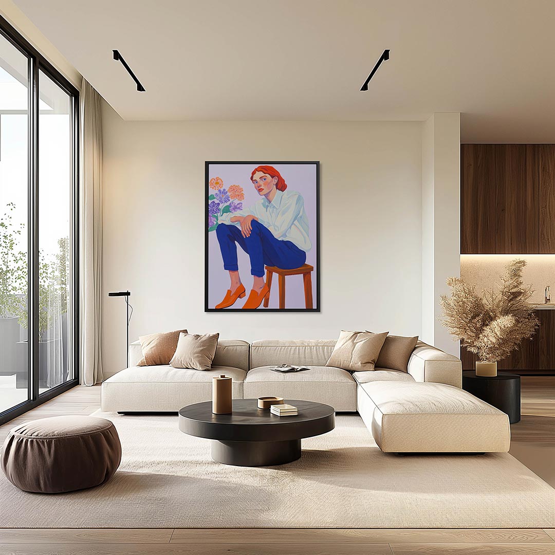 Vrouwelijke portret illustratie – staand wanddecoratie kunstwerk