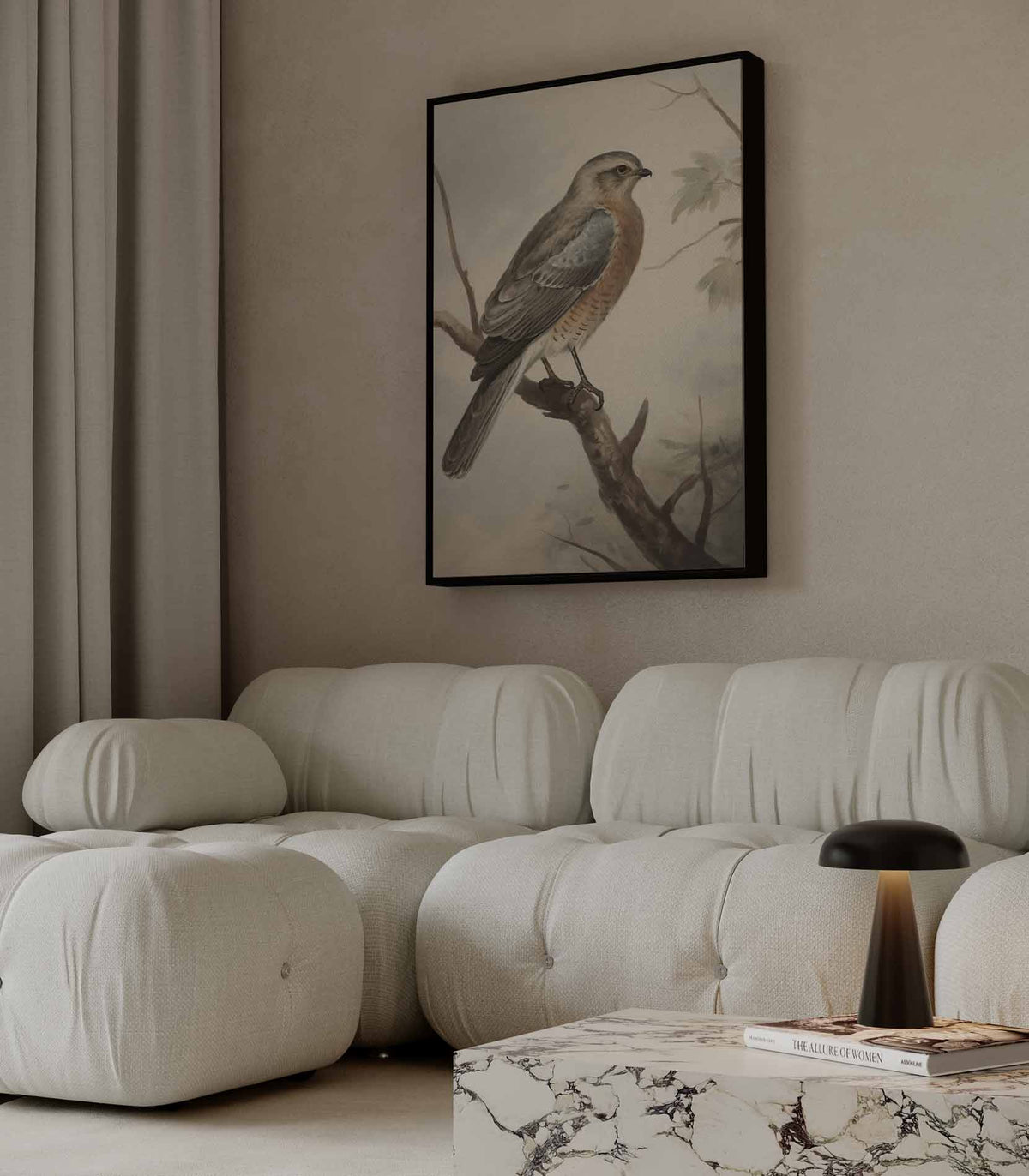 Vogelschilderij op tak – modern portret kunstwerk van WallArtistic