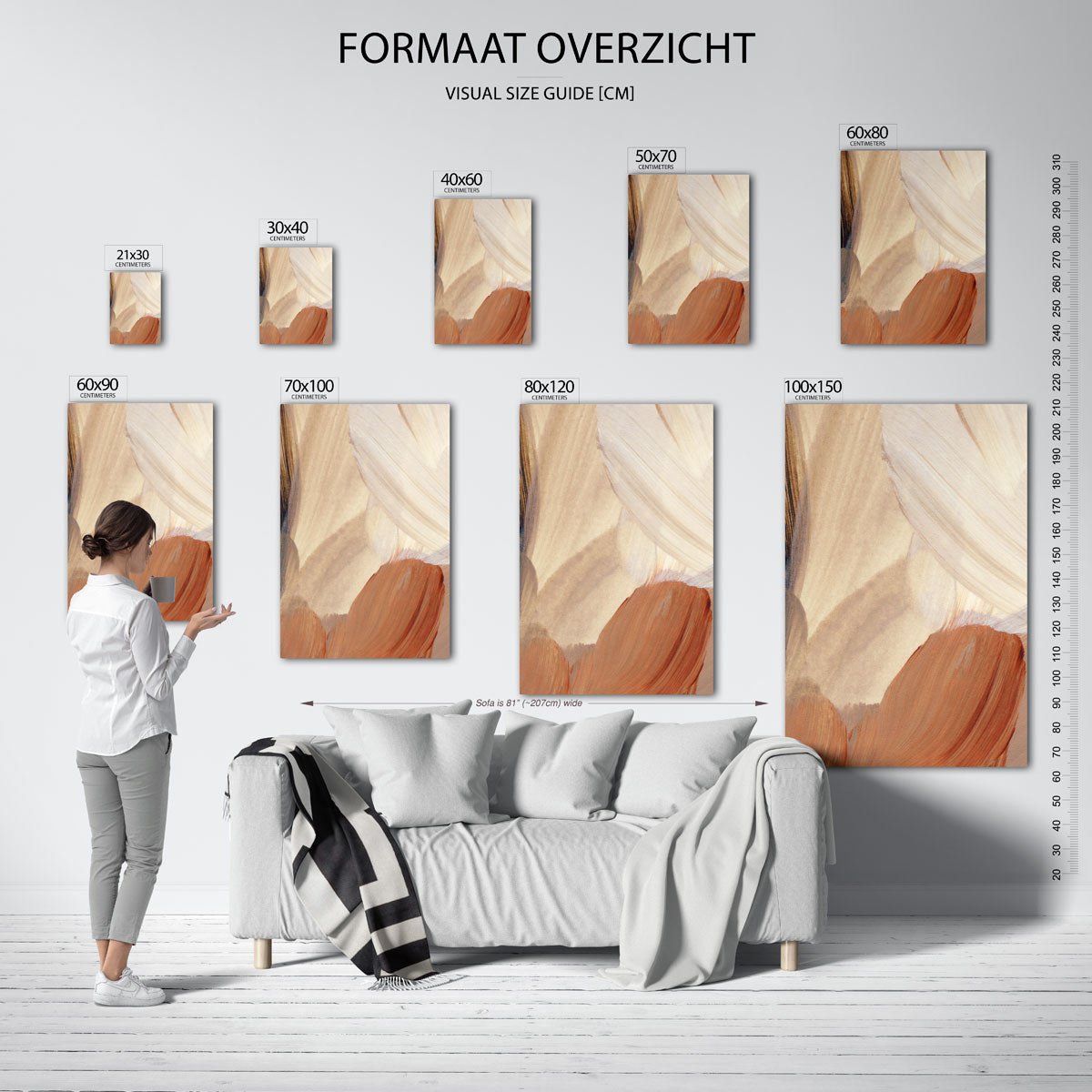 Abstracte penseelstreken – staande muurposter met artistieke uitstraling