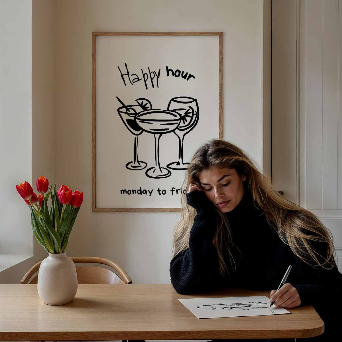 Happy Hour Cocktails – staande muurposter met zomerse uitstraling