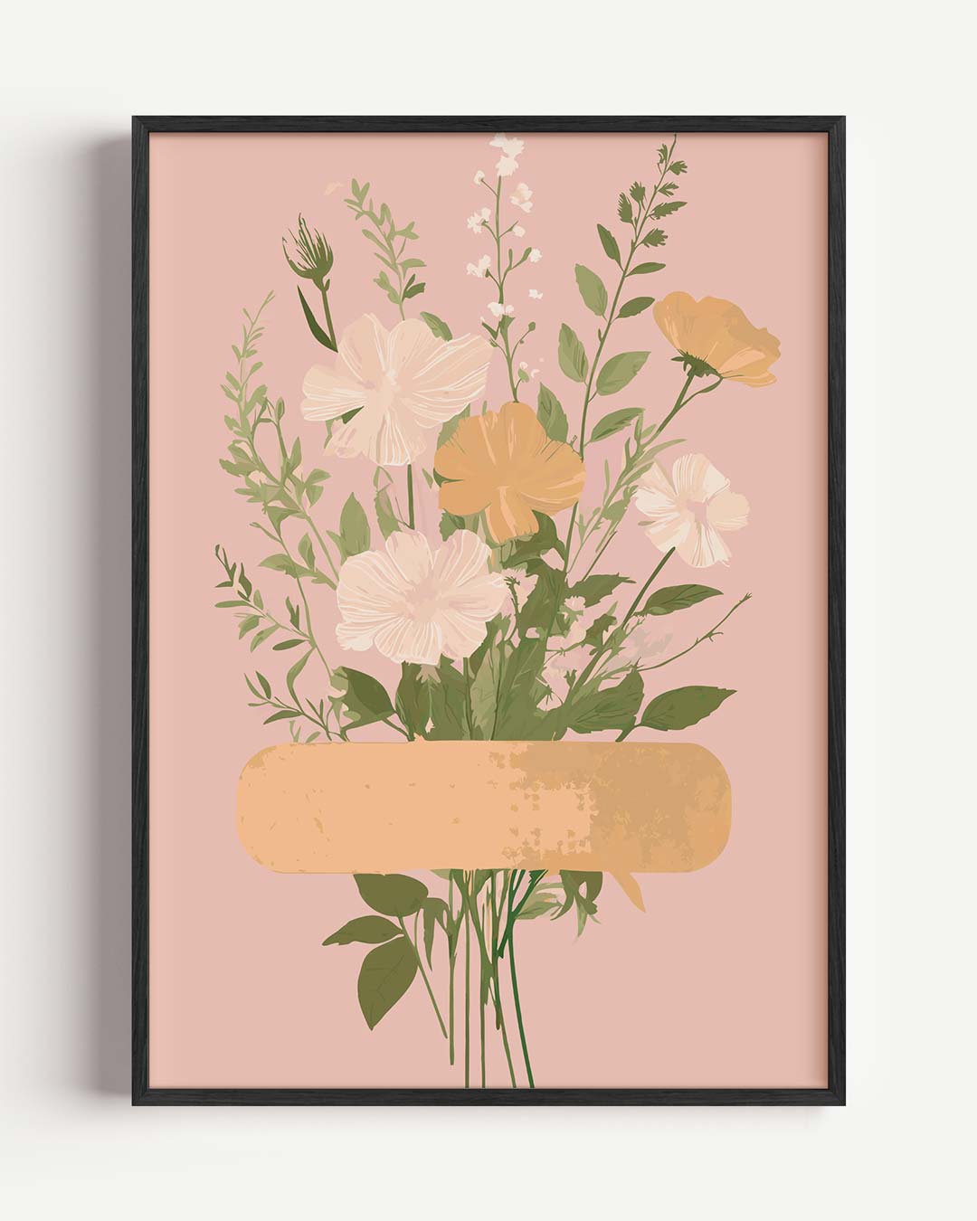 Romantische Bloemenpracht op Roze – zomer portret poster als wanddecoratie