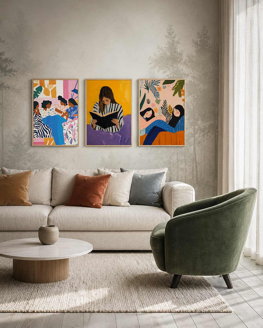 Vorm en kleurenspel driedelige posterset – deze posterset in drie delen toont een levendig samenspel
