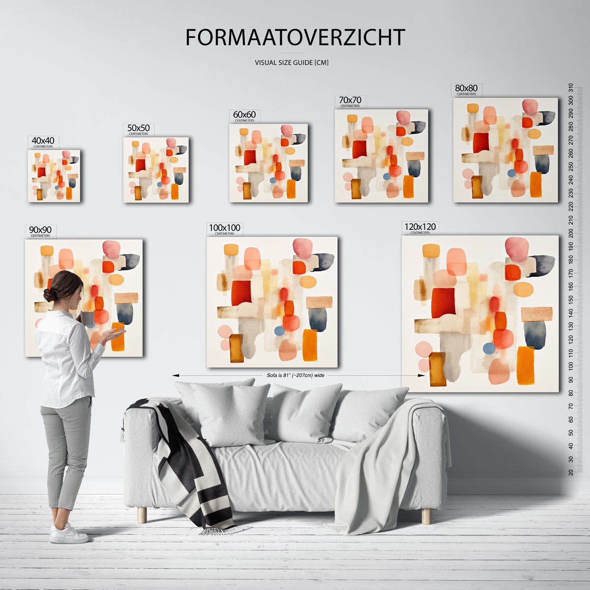 Abstracte vormen – vierkante muurposter met kleurrijke illustratie