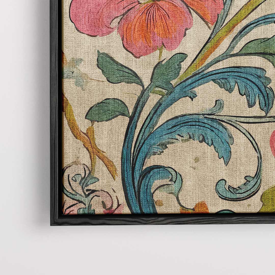 Bloemrijk Fantasiepatroon – dibond kunstwerk als wanddecoratie