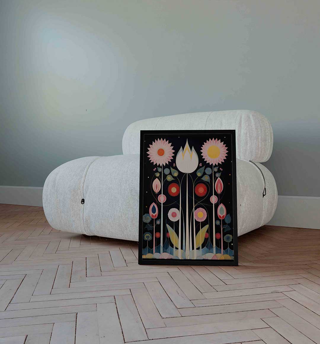 Bloemen en bladeren – surrealistische wandkunst als portret poster