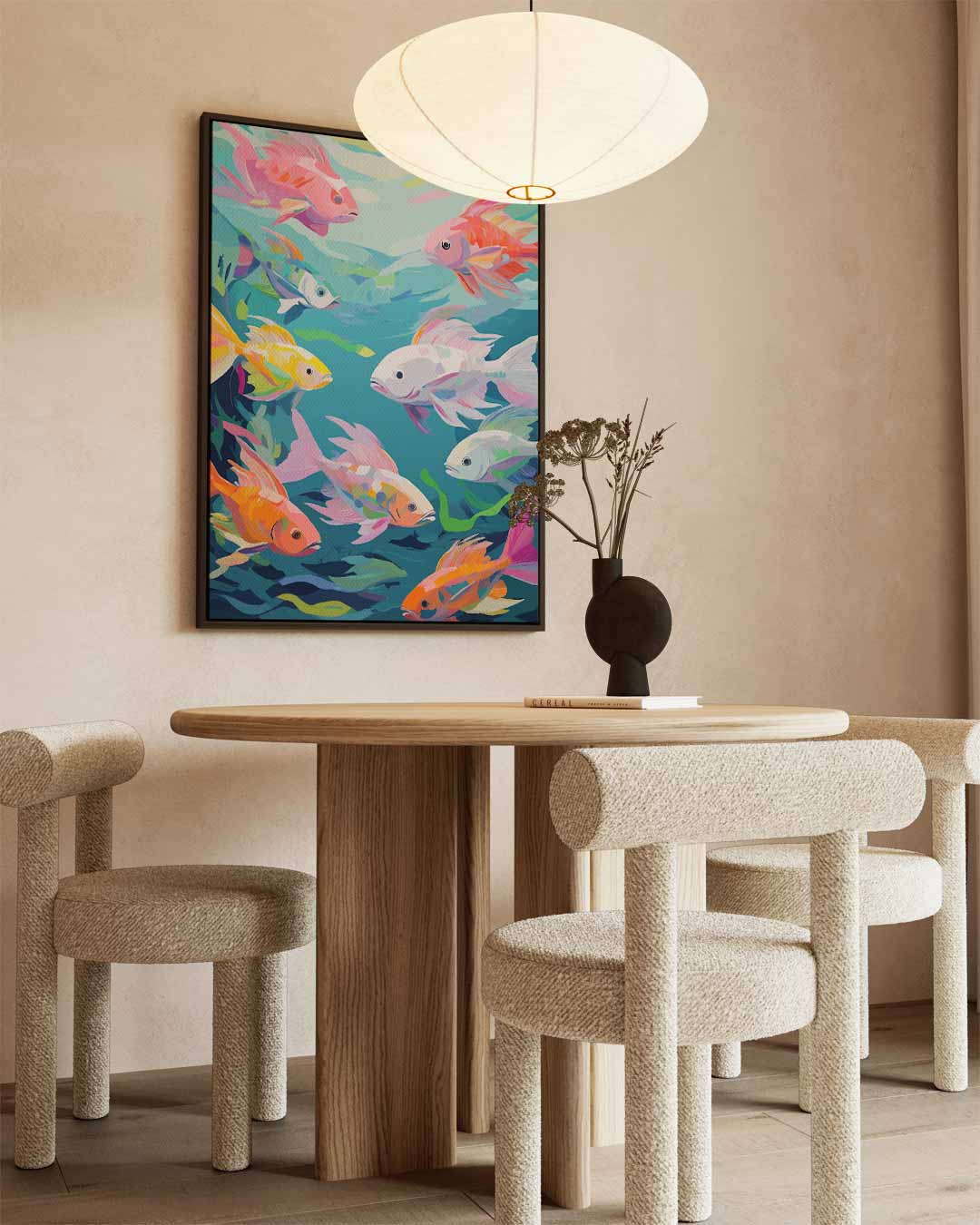 Kleurrijke School Vissen – staand kunstwerk voor modern interieur