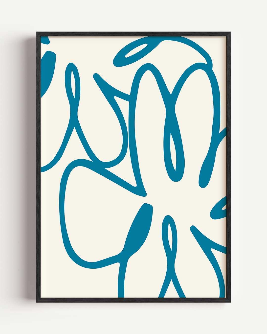 Abstracte Blauwe Bloem – bloemen portret poster als wanddecoratie